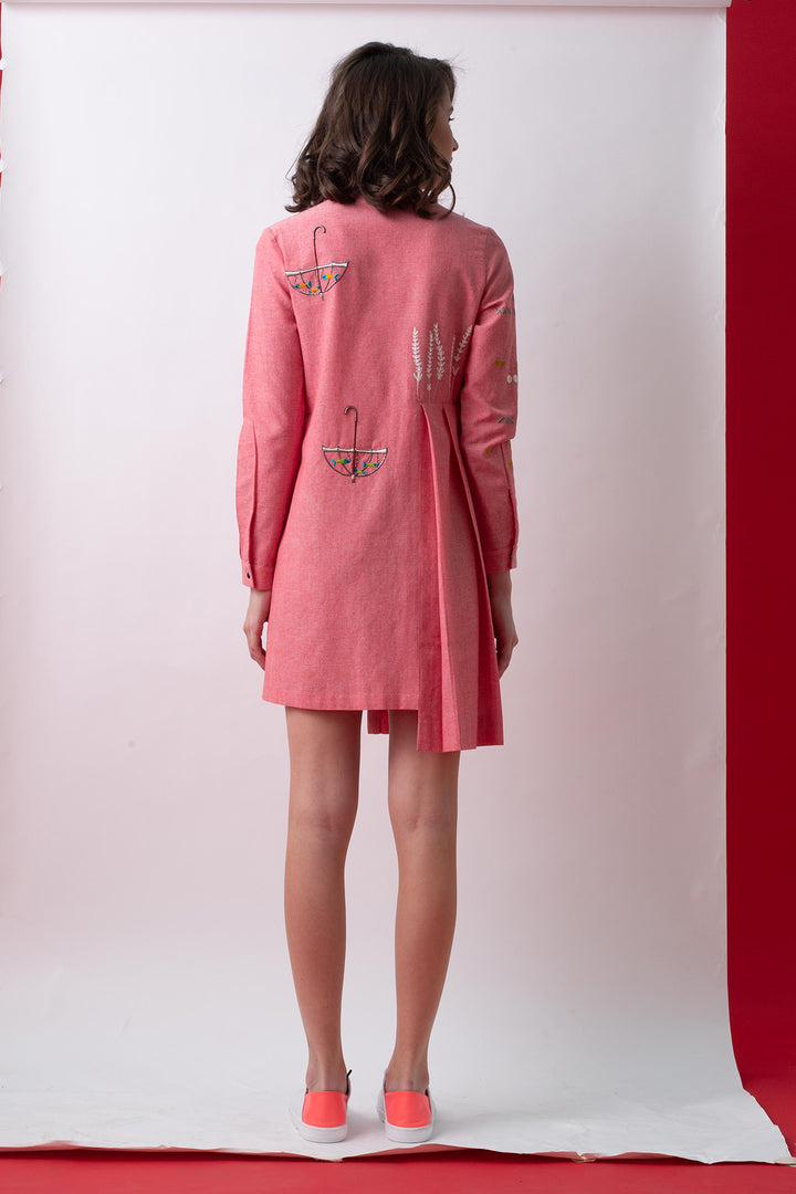 Childhood One Side Knife Pleated Shirt Dress