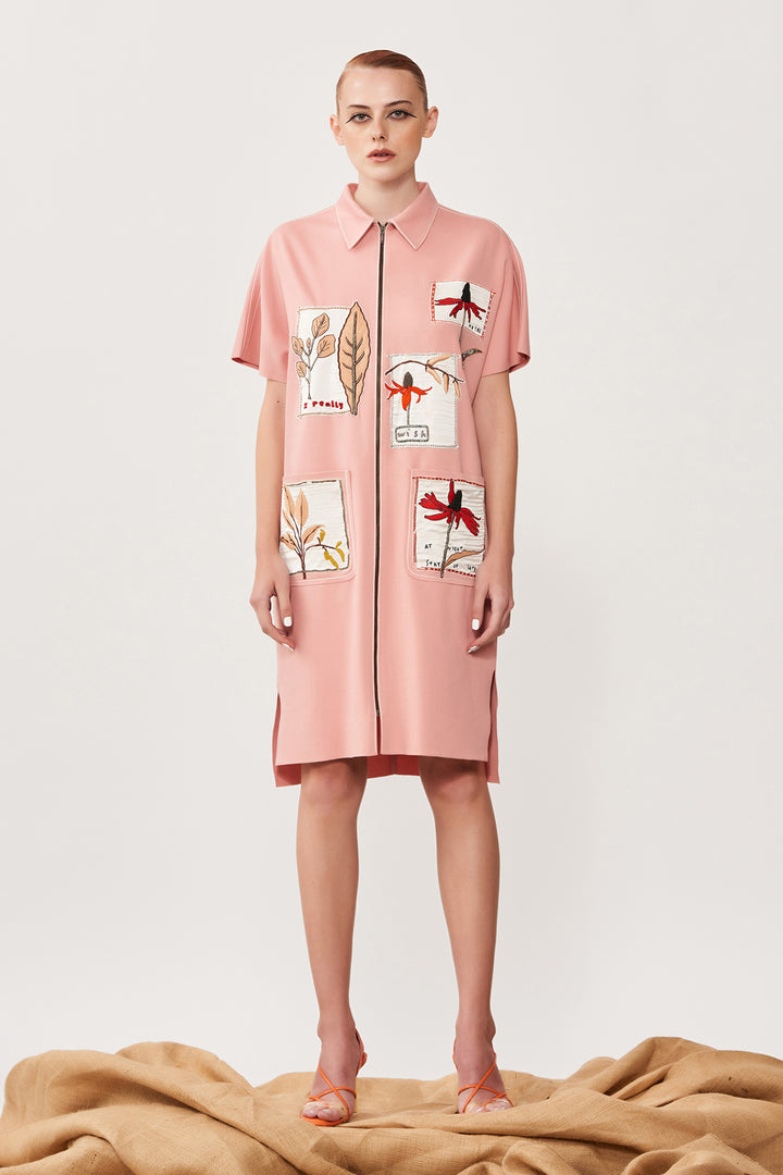 Botanical Patches Kaftan Dress