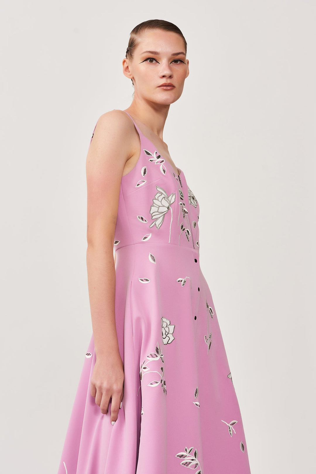 Kalki Koechlin In Abstract Rose Spagetti Strap Midi Dress