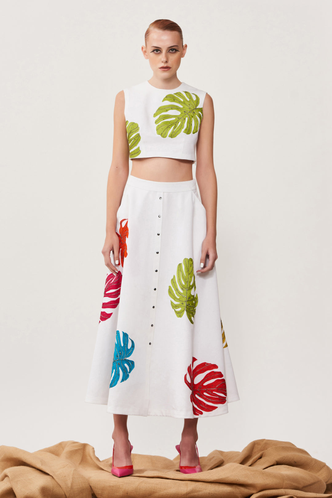 Monstera Leaf Crop Top & Skirt