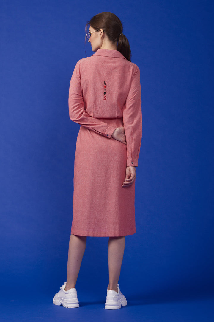 Crowns Front Knot Long Shirt Dress