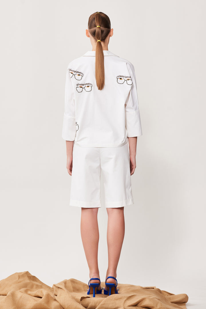 Specky Eyes Dolman Sleeves Top With Shorts