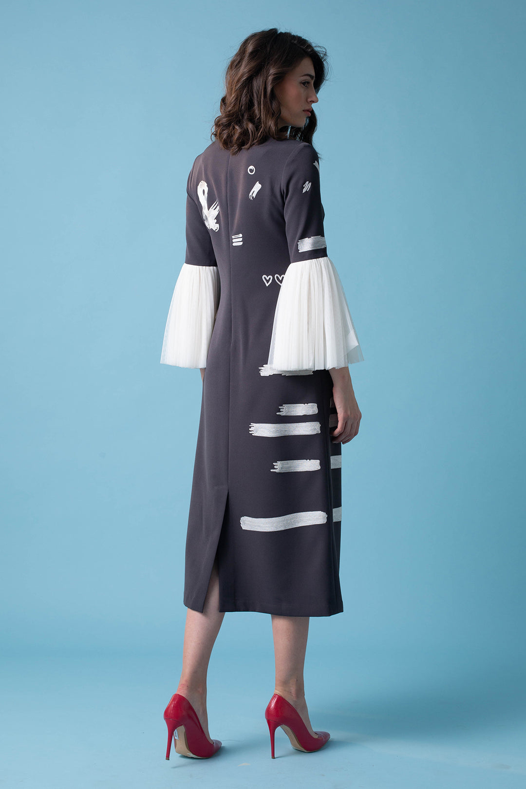 Love To Paint Midi Dress With Frill Sleeves