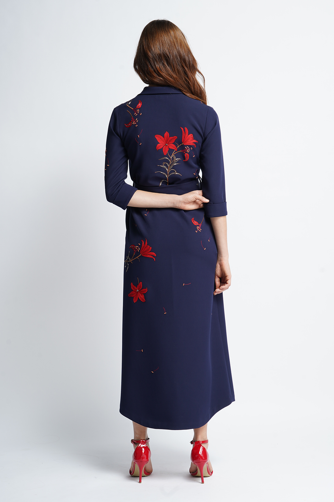 Lilies Long Shirt Dress With Buckle Belt