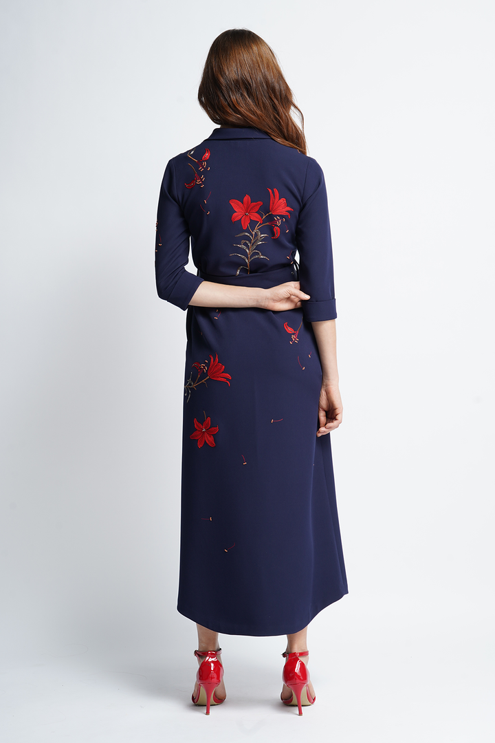 Lilies Long Shirt Dress With Buckle Belt