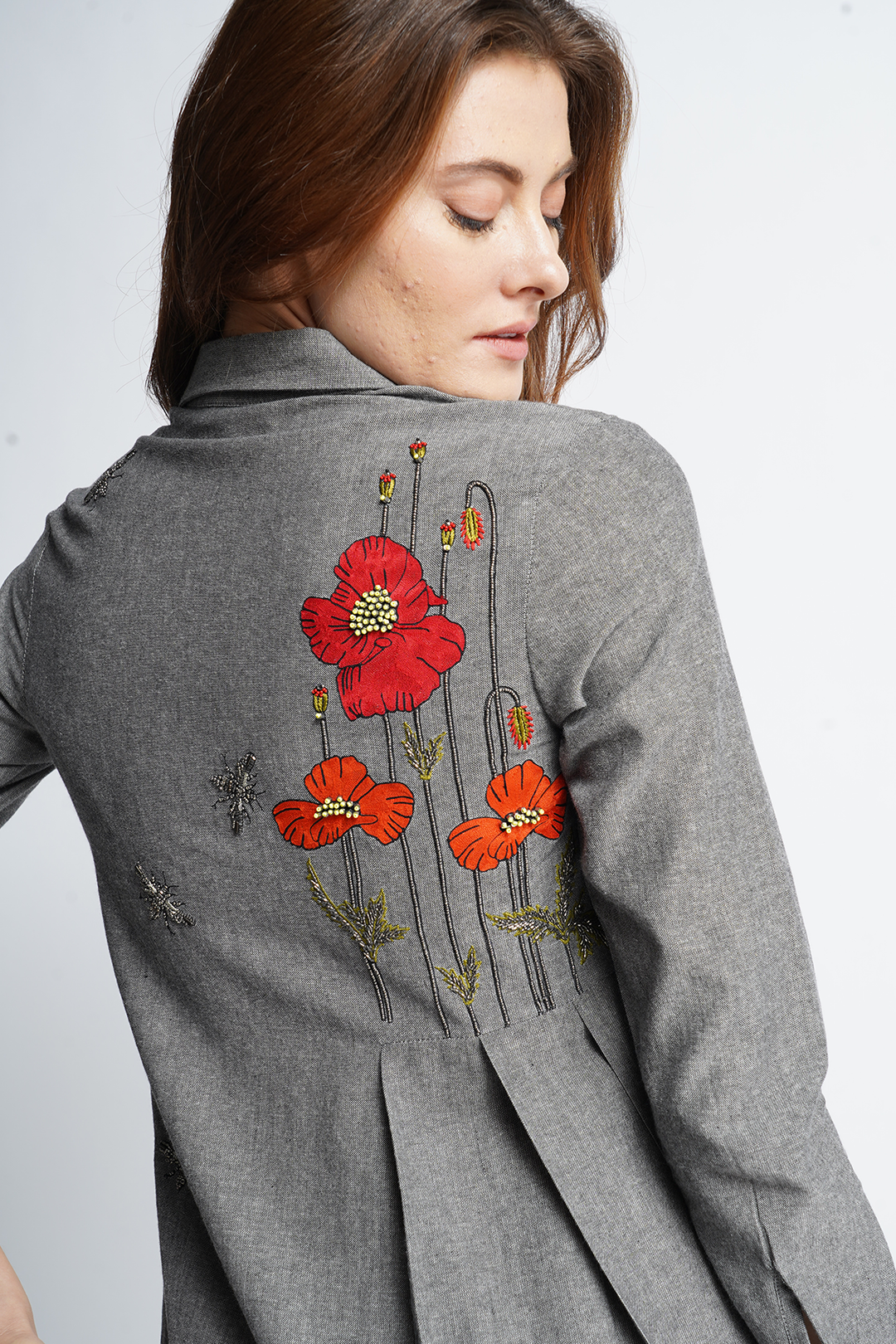 Poppy Garden Side Pleated Shirt Dress