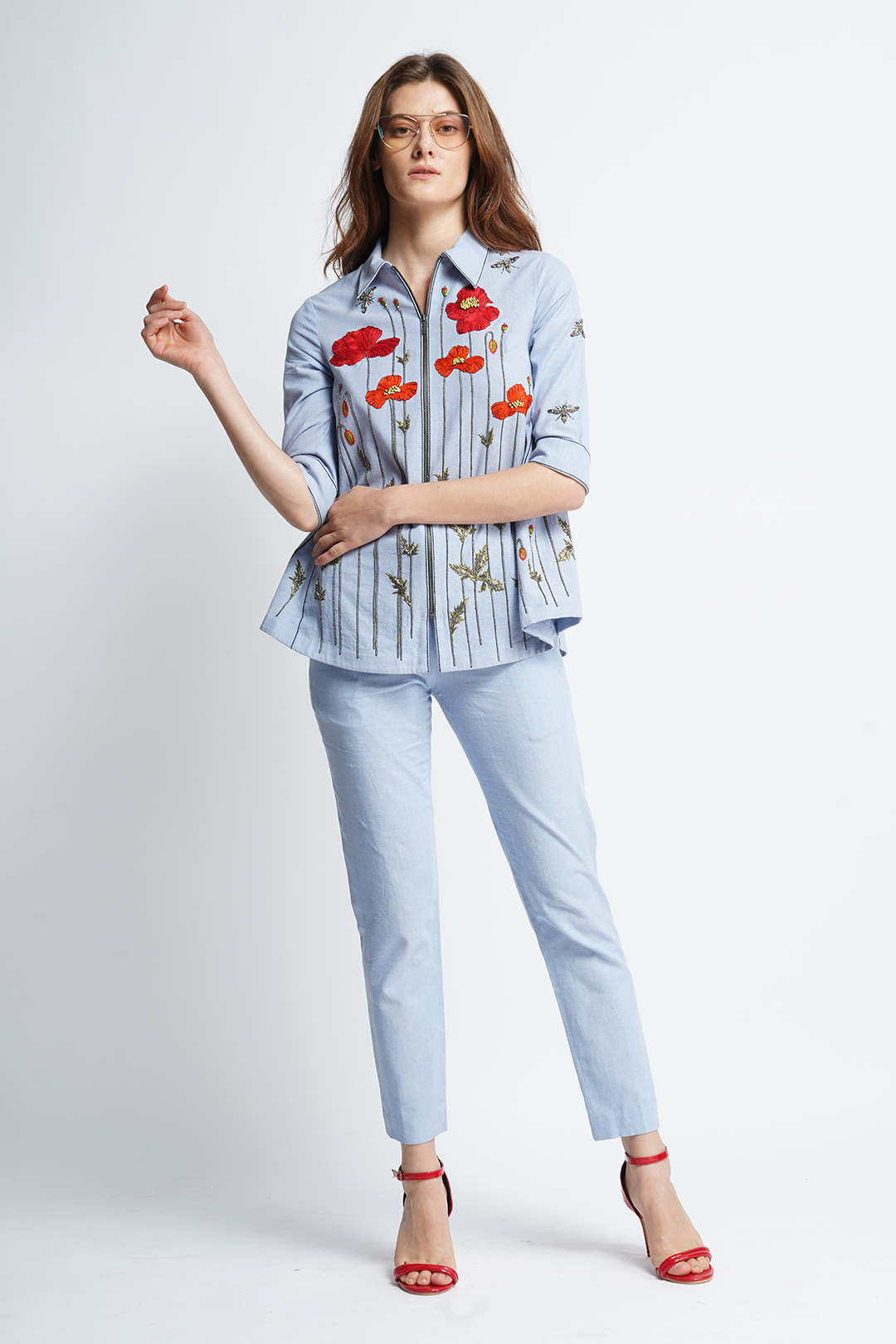 Poppy Garden Side Triangle Top With Narrow Pant
