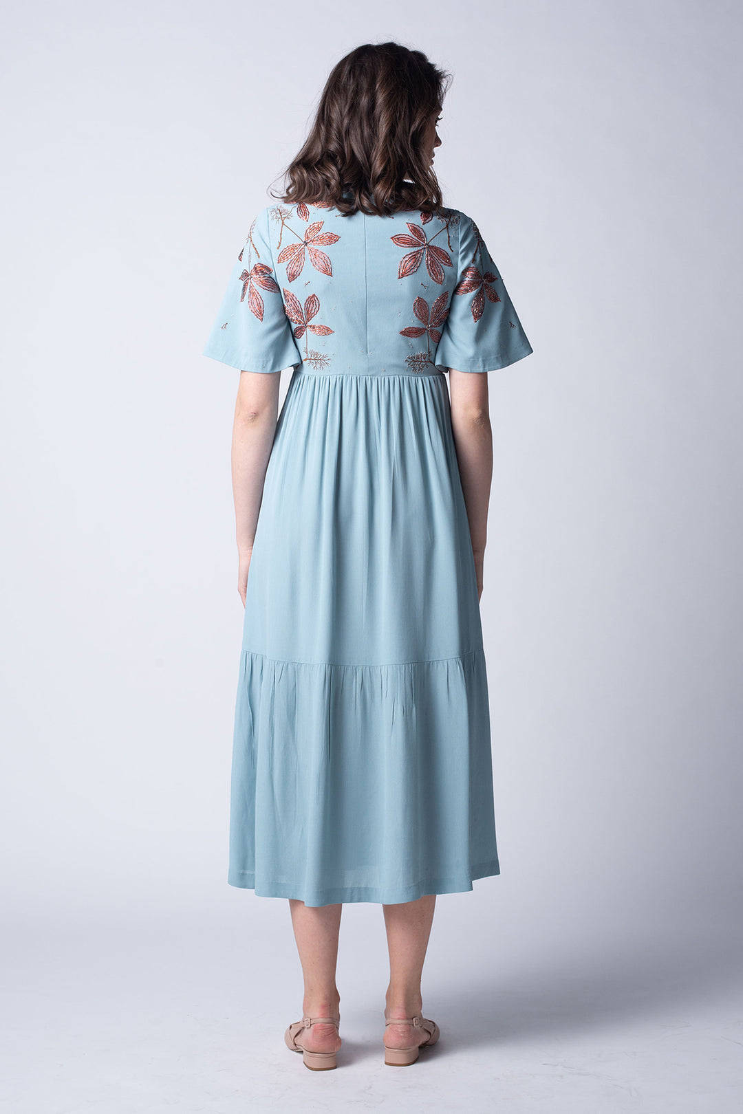 Wild Leaf Gathered Tiered Dress