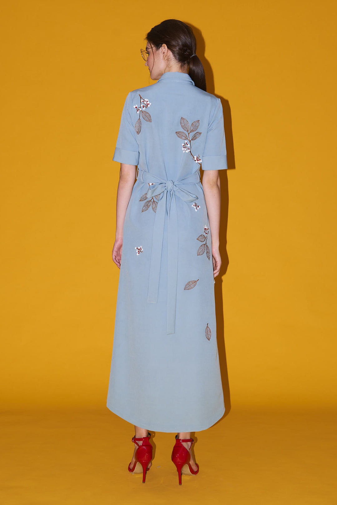 Bloom With Grace Long Shirt Dress With Leather Belt