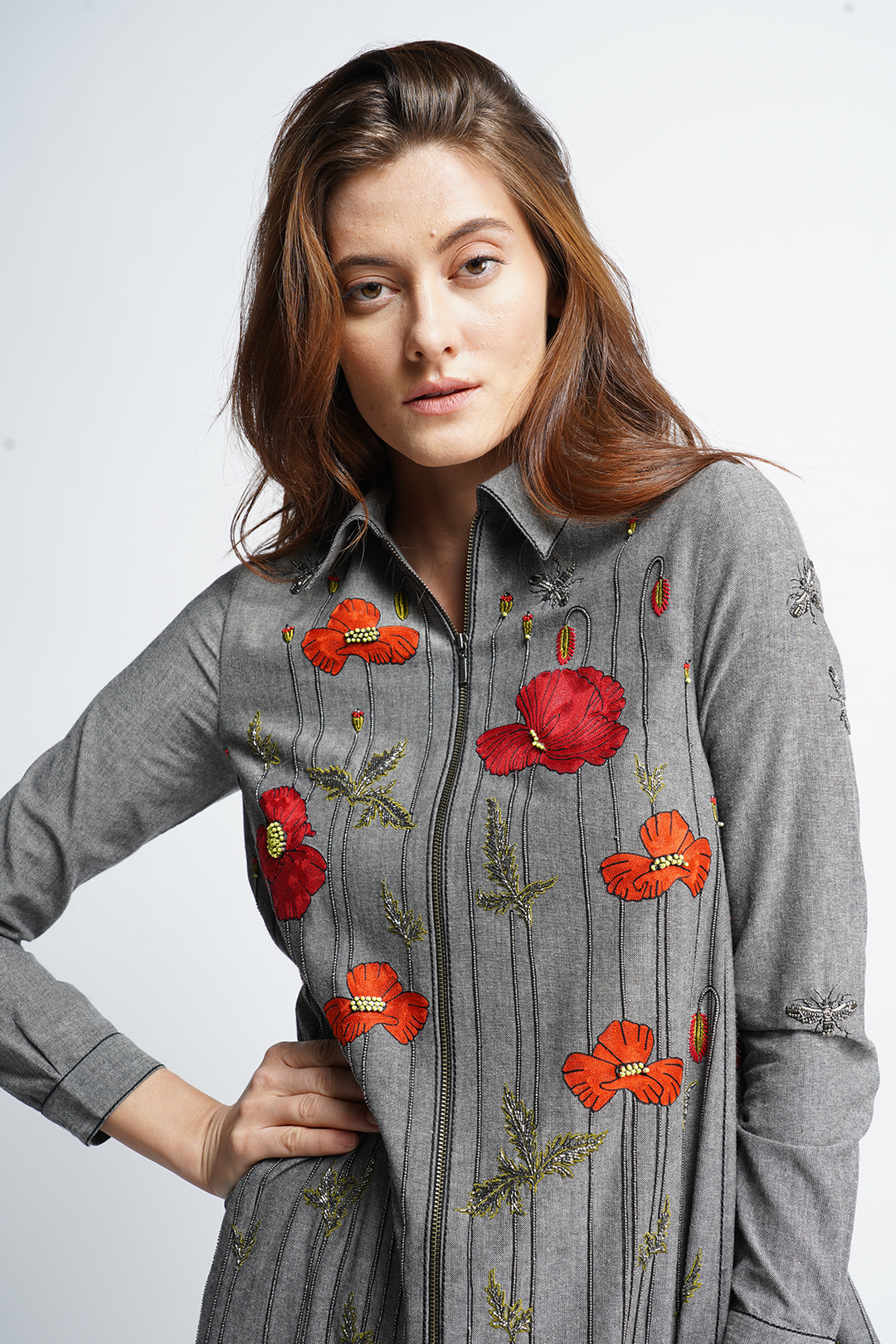 Poppy Garden Side Triangle Shirt Dress