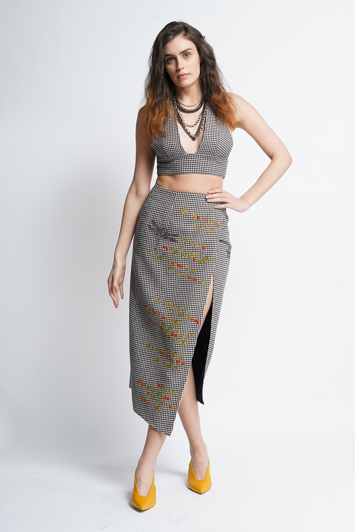 Numbers Text And Dragonfly Wrap Skirt
