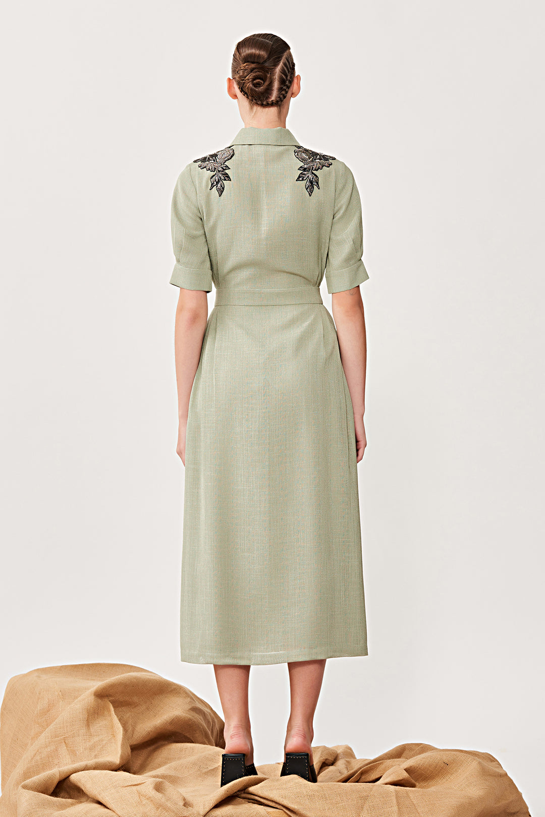 Shoulder Botany &amp; Dragonflies Side Pleated Dress