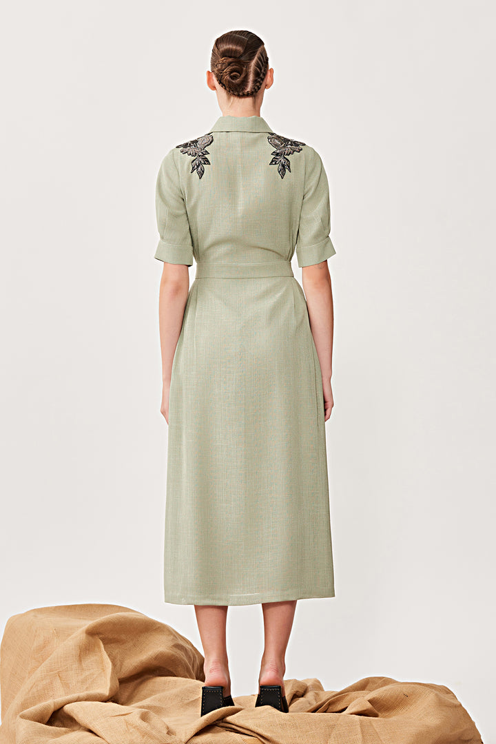 Shoulder Botany &amp; Dragonflies Side Pleated Dress