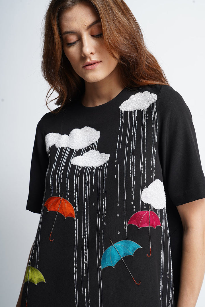 Rainy Days Shifted Seam High Low Midi Dress