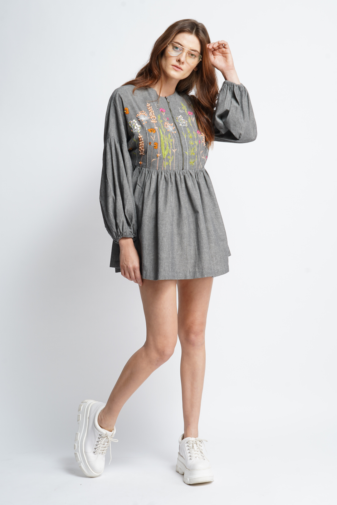 Summer Bloom Balloon Sleeves Gathered Mini Dress