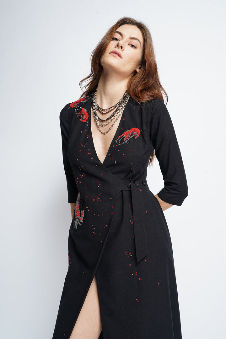 Crab And Prawns Wrap Dress