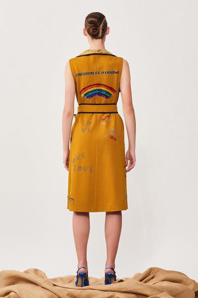 Happiness in Rainbow Wrap Jacket Dress With Belt