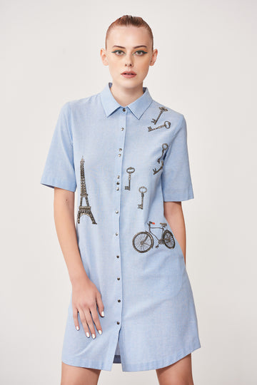 Ride to Paris Shirt Dress
