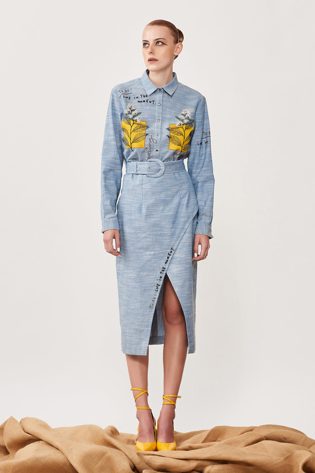 Leaves Patch High Low Shirt