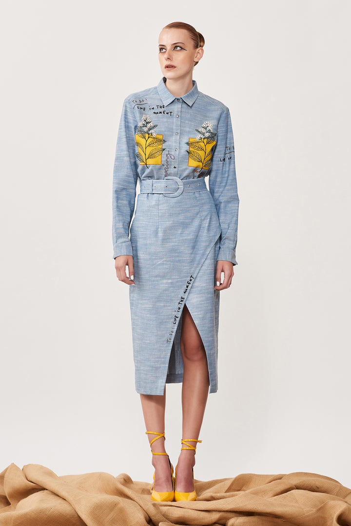 Leaves Patch High Low Shirt