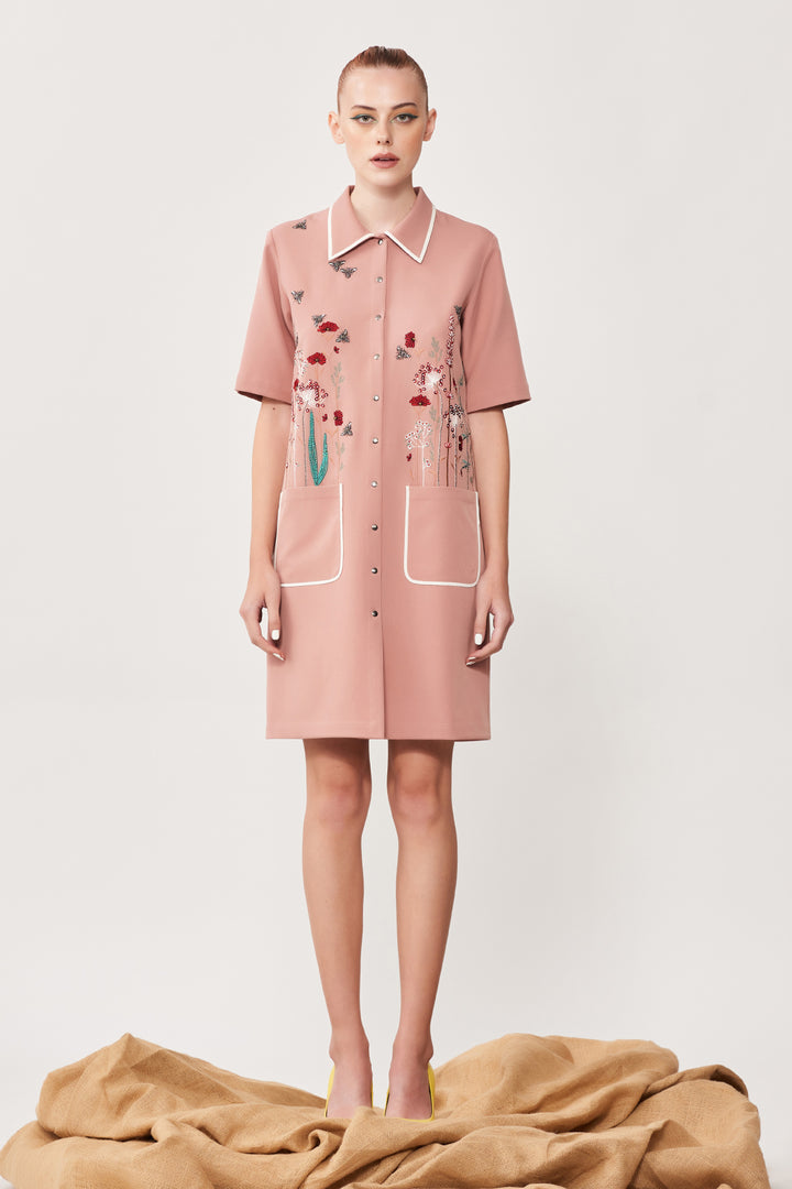 Summer Bloom Shift Dress With Patch Pocket