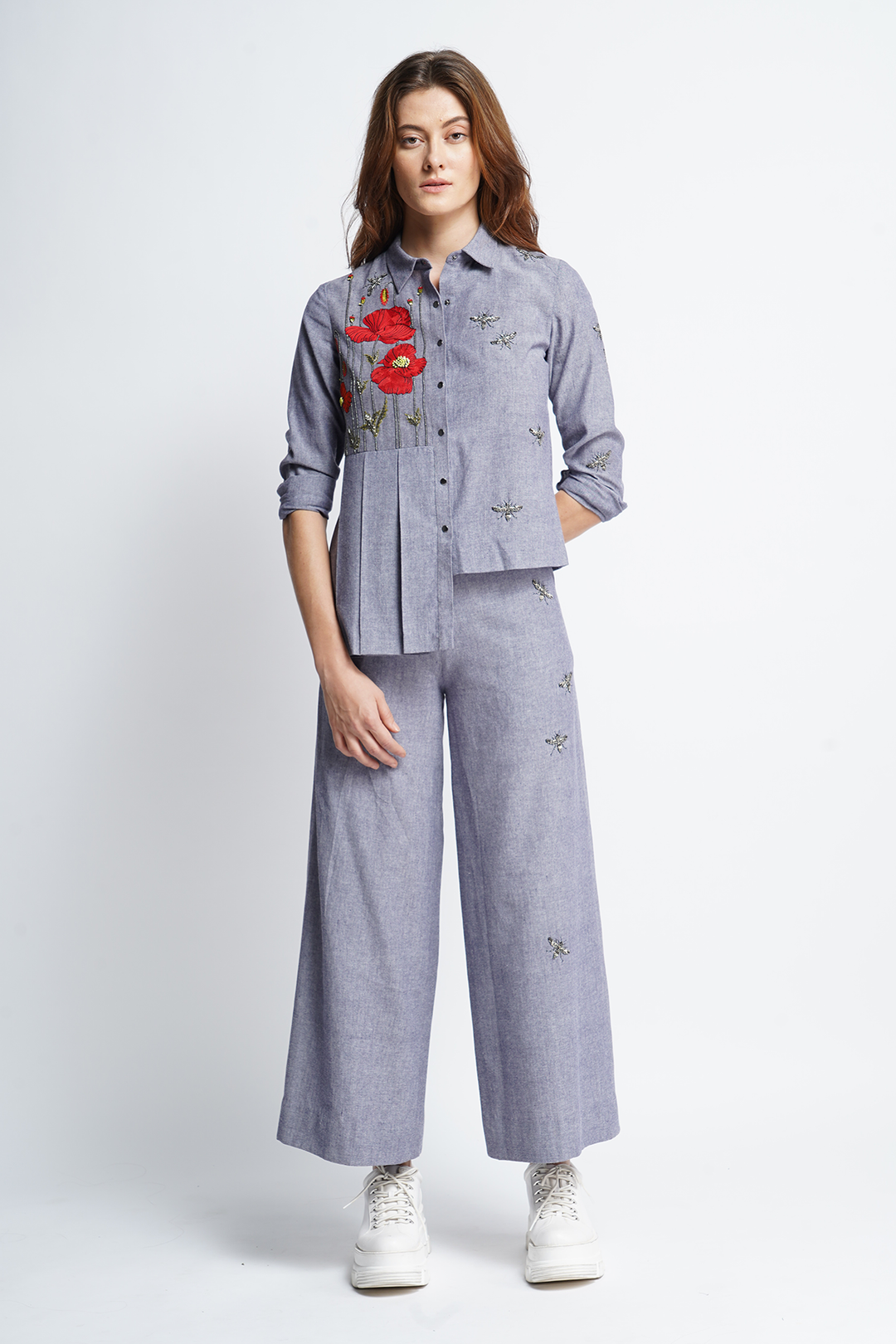 Poppy Garden Side Pleated Shirt