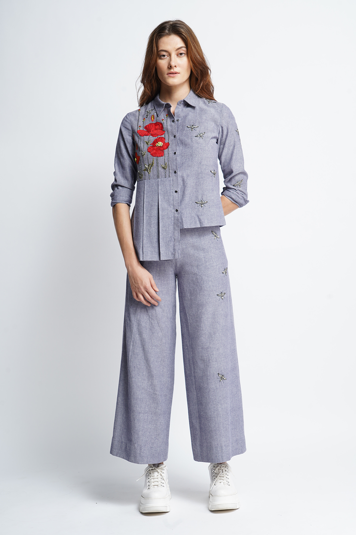 Poppy Garden Side Pleated Shirt