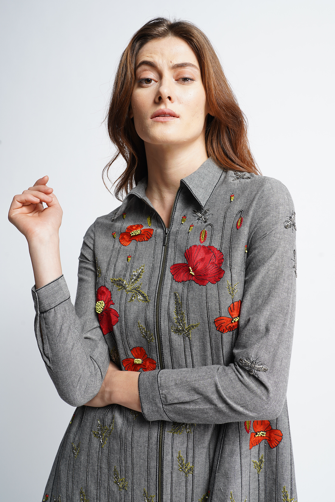 Poppy Garden Side Triangle Shirt Dress