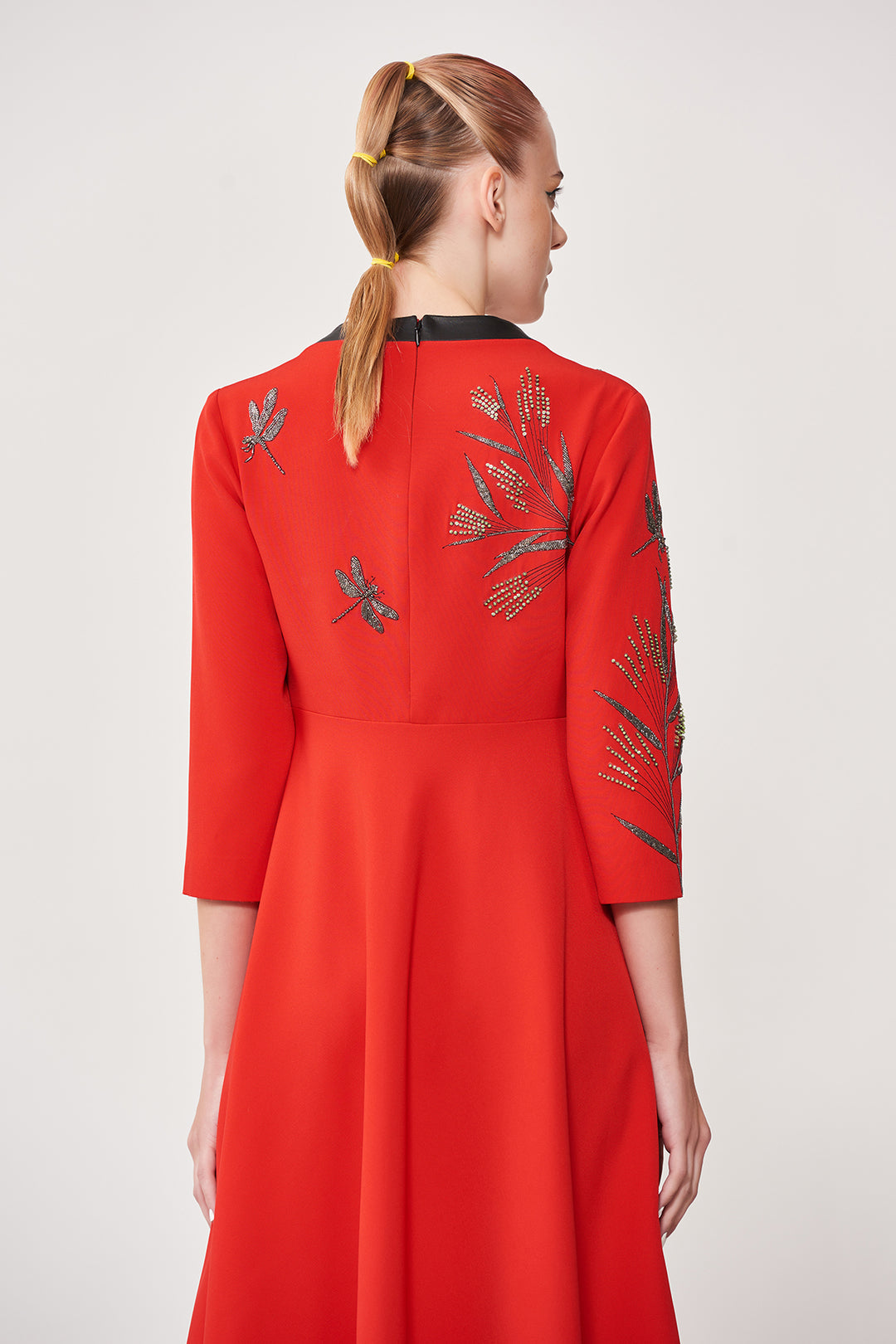Umbrella and Grass Circular Midi Dress With Bow