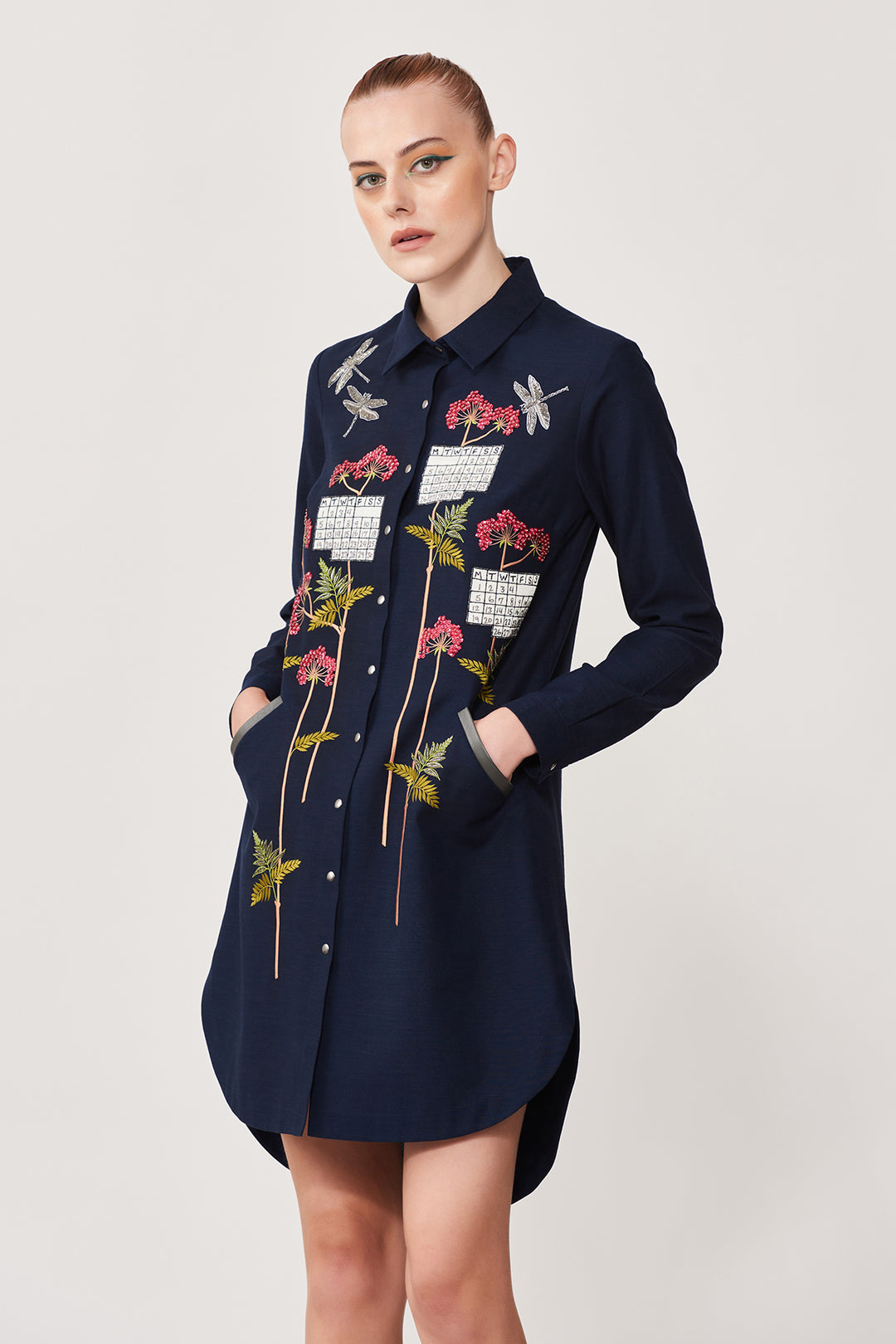 Calender High Low Shirt Dress