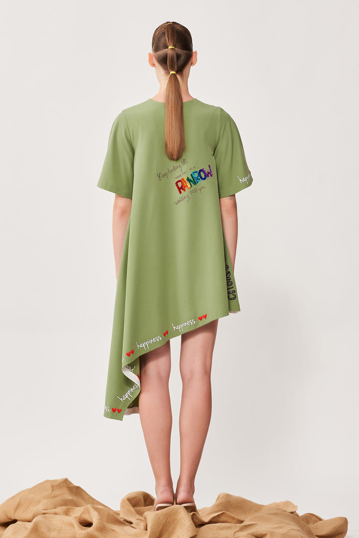 Choose Happy Asymmetric Dress