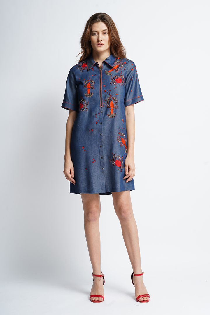 Crab And Prawns Shift Dress