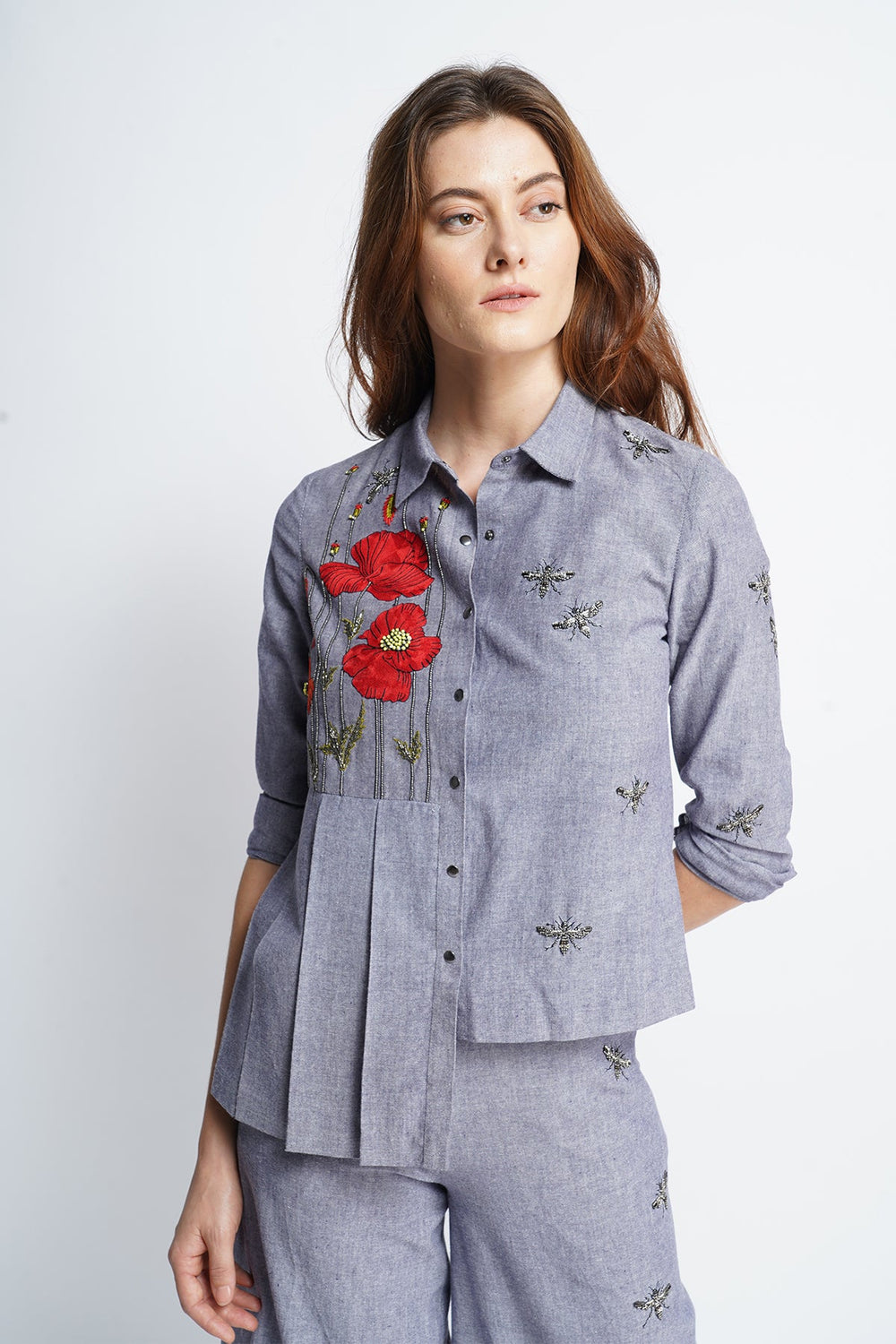 Poppy Garden Side Pleated Shirt