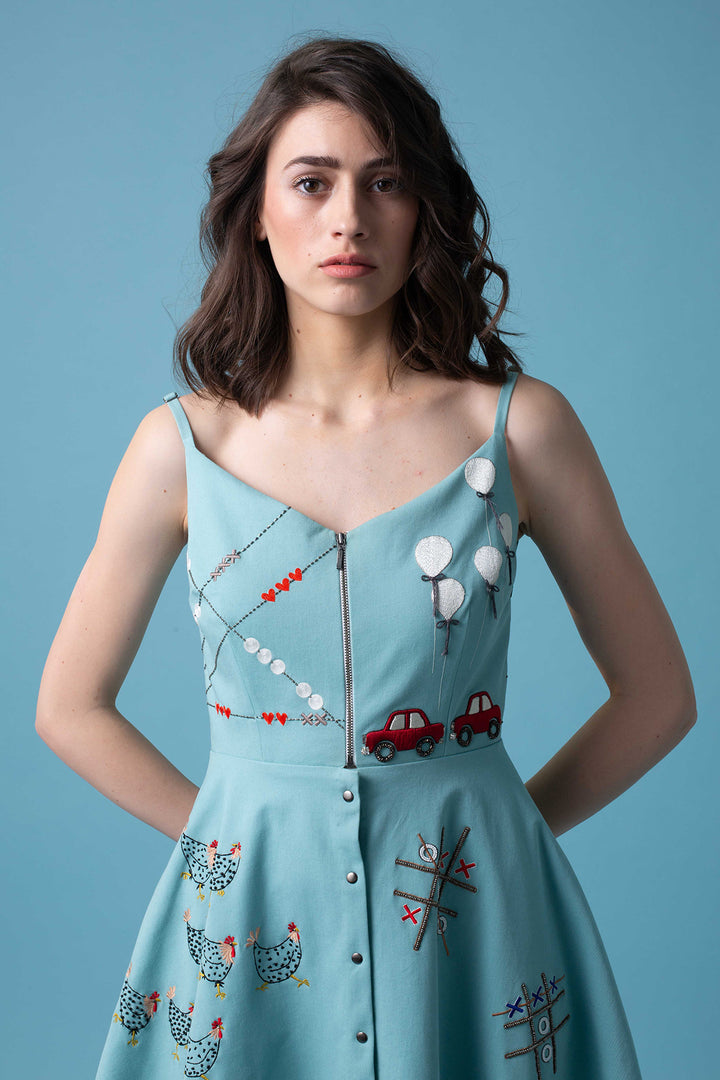 Childhood Spaghetti Strap Dress With Tulle Layer