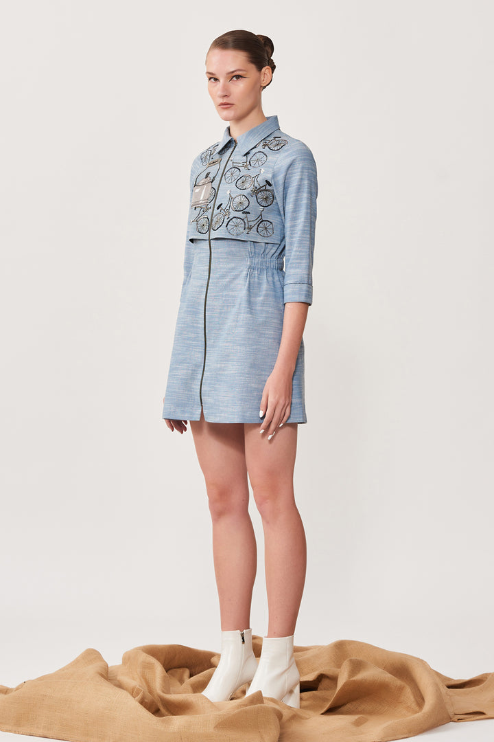 Bikes &amp; Kettle Double Layer Short Dress