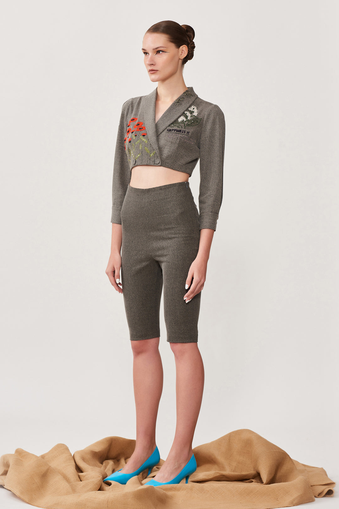 Daisy Bee Wrap Short Jacket With Shorts