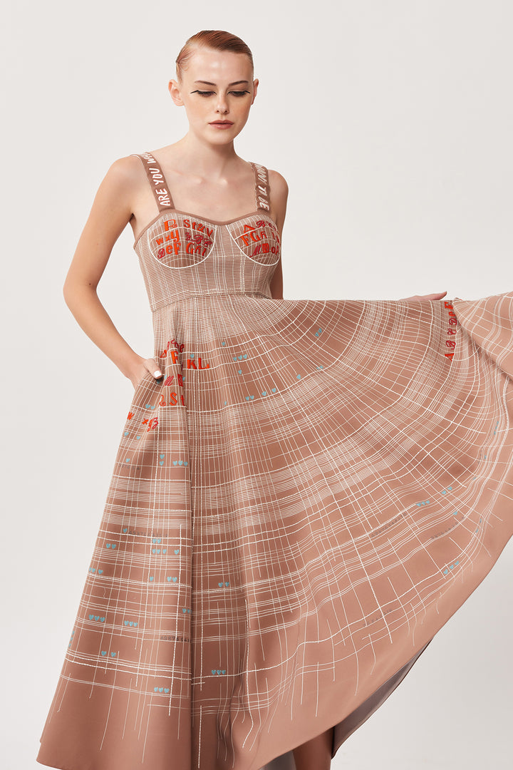 ABCD Intersecting Lines Corset Circular Dress