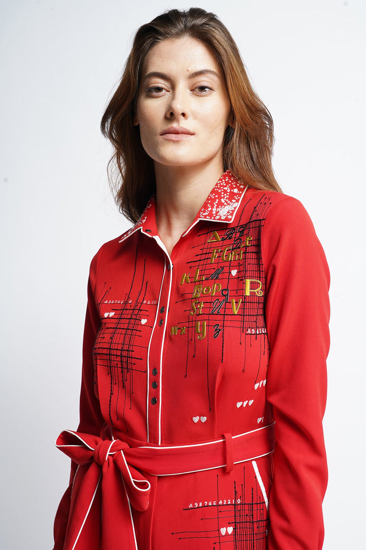 Abcd Intersecting Lines Jumpsuit With Belt