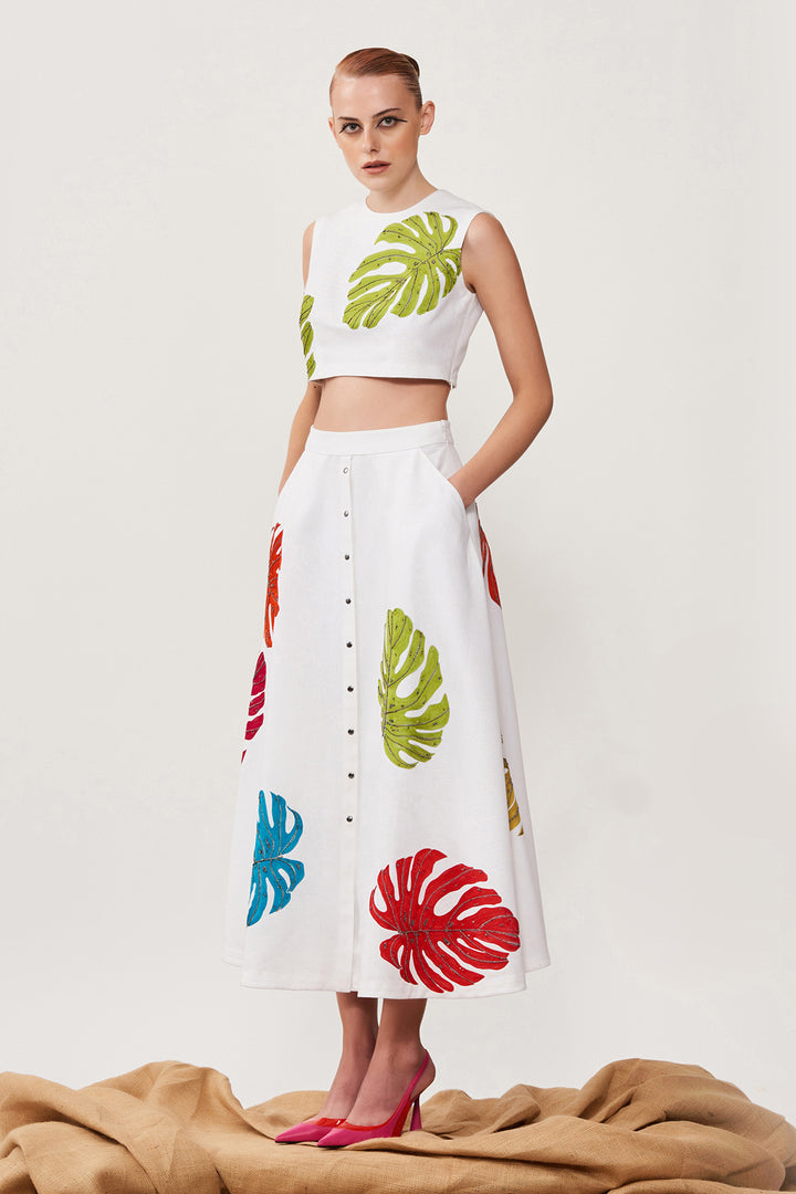 Monstera Leaf Crop Top &amp; Skirt