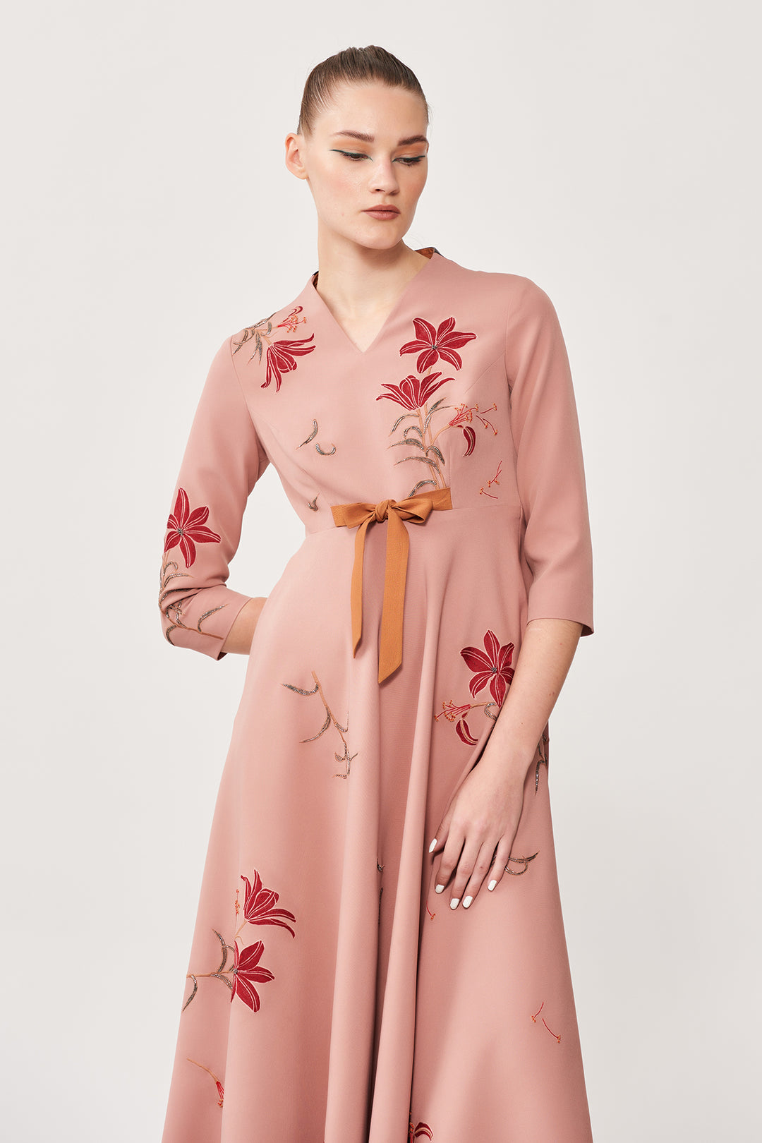Lilies Circular Midi Dress With Bow