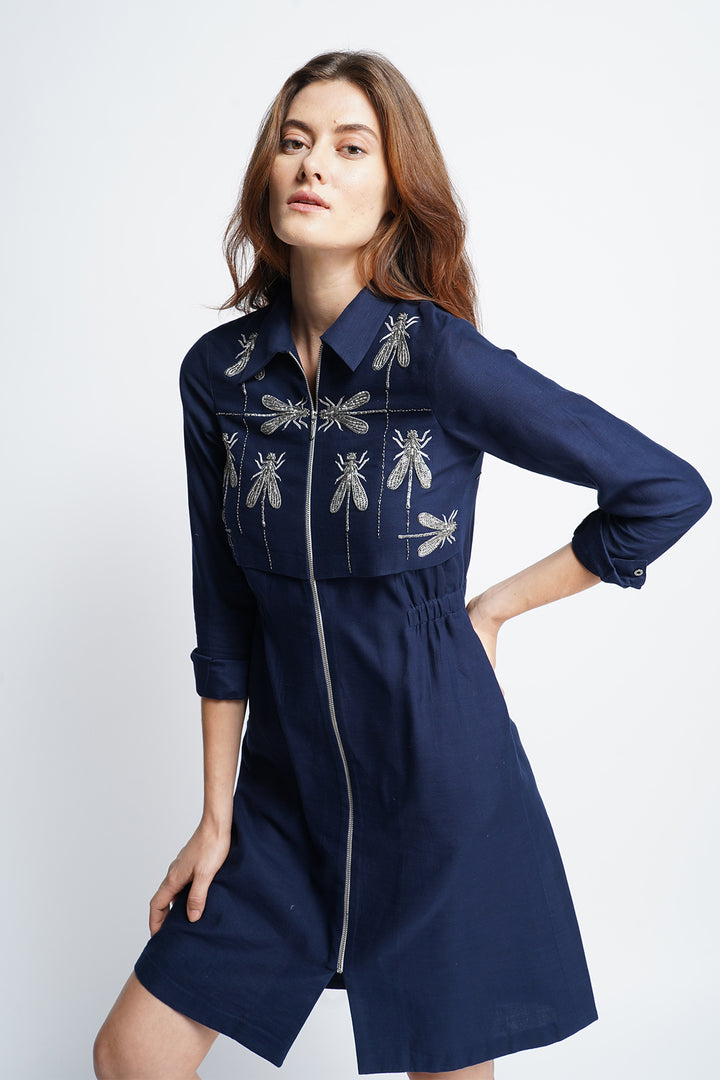 Dragonfly in Line Double Layer Short Dress