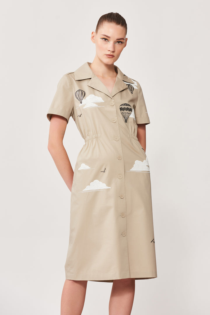 Air Balloon &amp; Sun Rays Summer Coat Dress