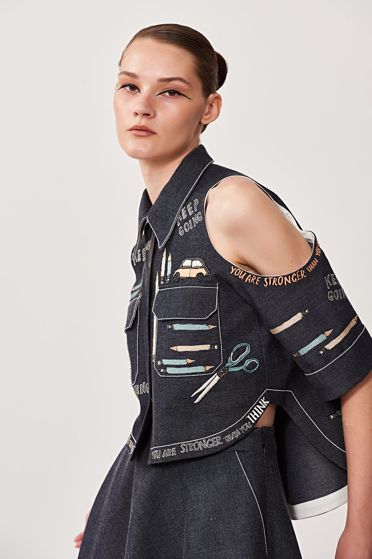 Keep Going Cold Shoulder High Low Shirt