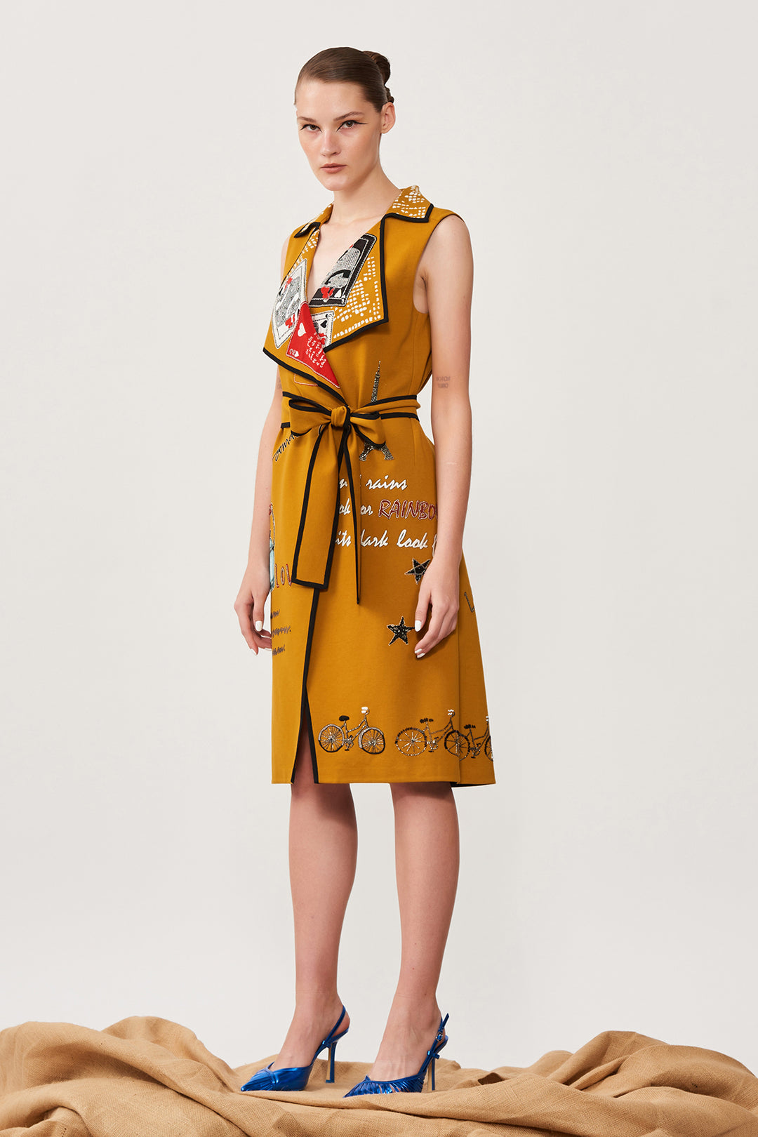 Happiness in Rainbow Wrap Jacket Dress With Belt