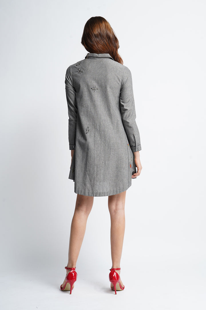 Poppy Garden Side Triangle Shirt Dress