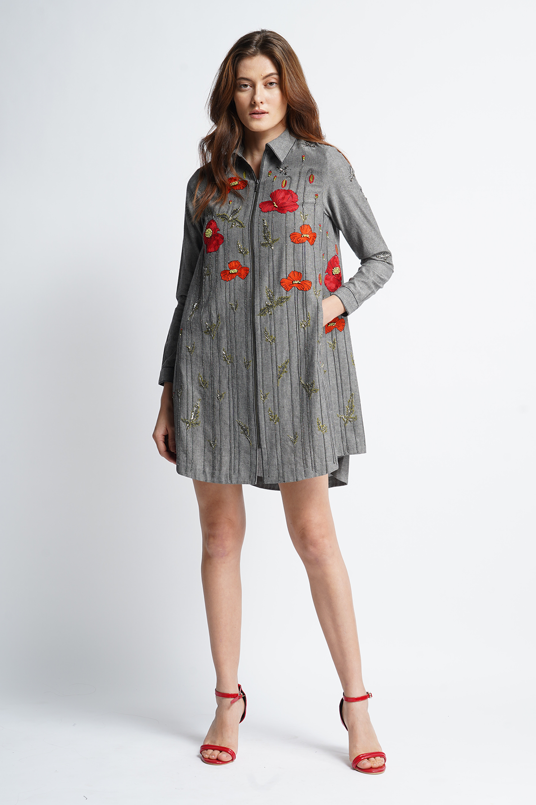 Poppy Garden Side Triangle Shirt Dress
