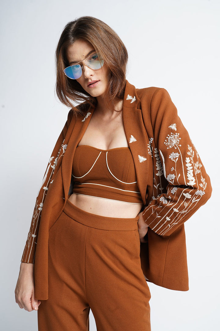 Ritu Verma In Summer Bloom Oversized Coat With Pants And Corset