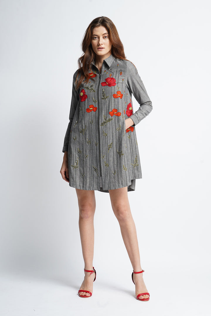 Poppy Garden Side Triangle Shirt Dress