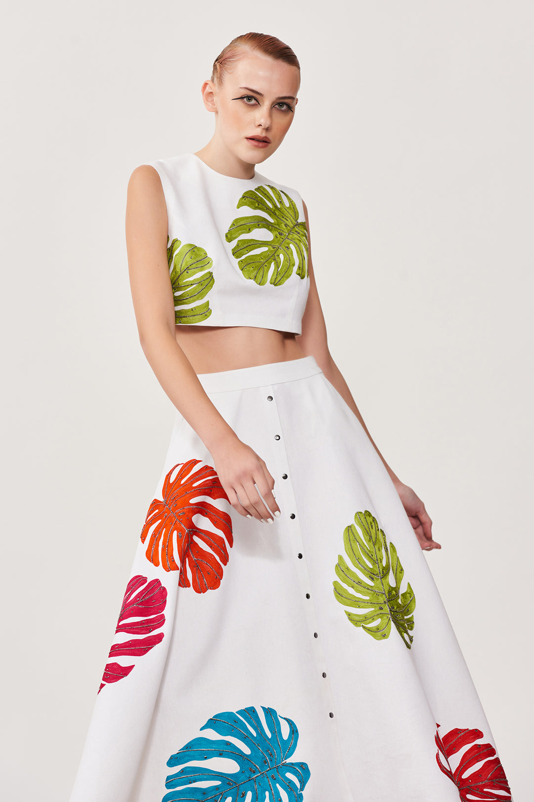 Monstera Leaf Crop Top &amp; Skirt