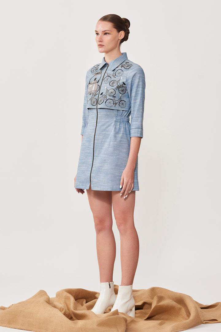 Bikes &amp; Kettle Double Layer Short Dress